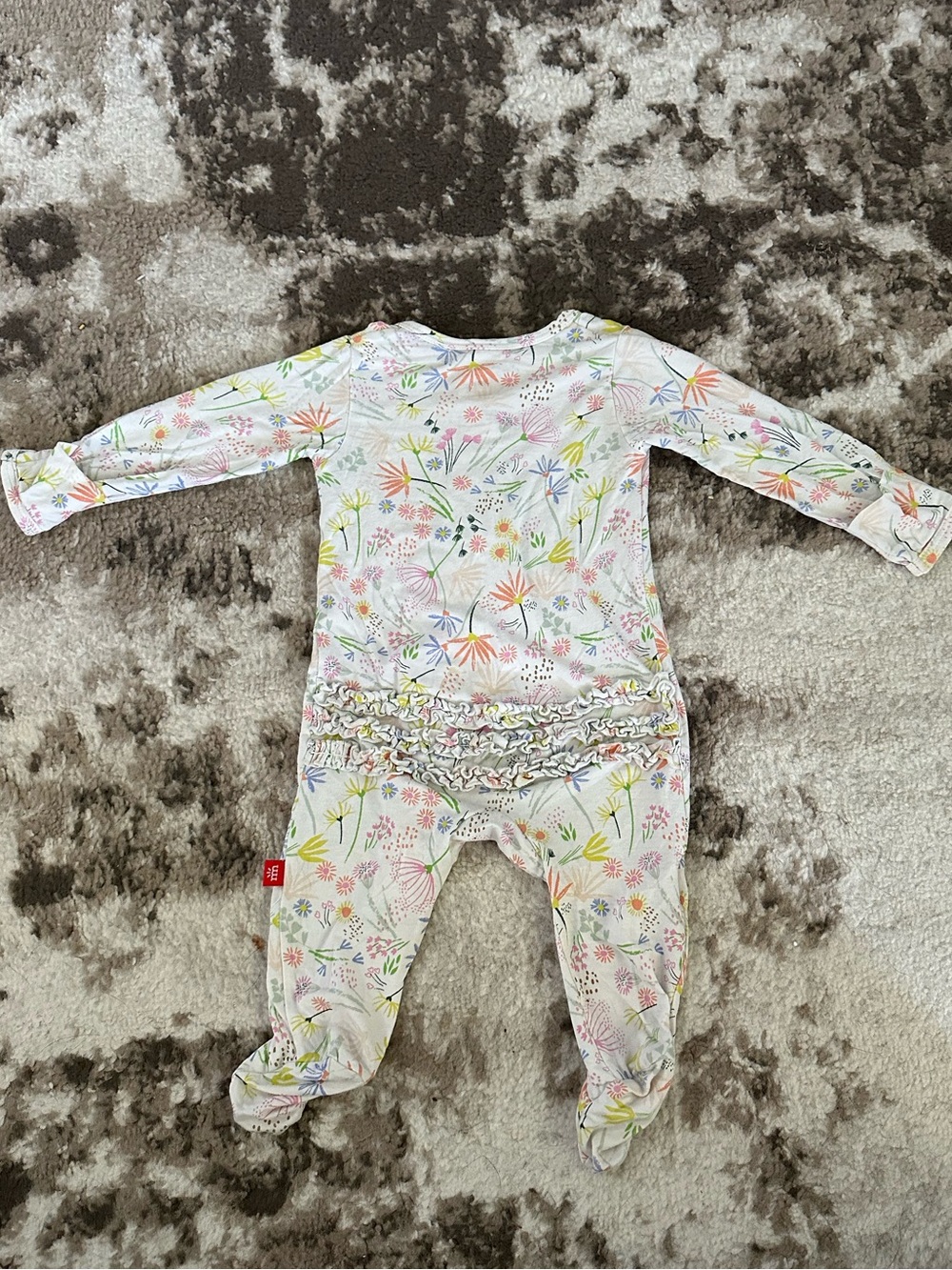 Magnetic Me White Floral Ruffle Footed One-Piece
